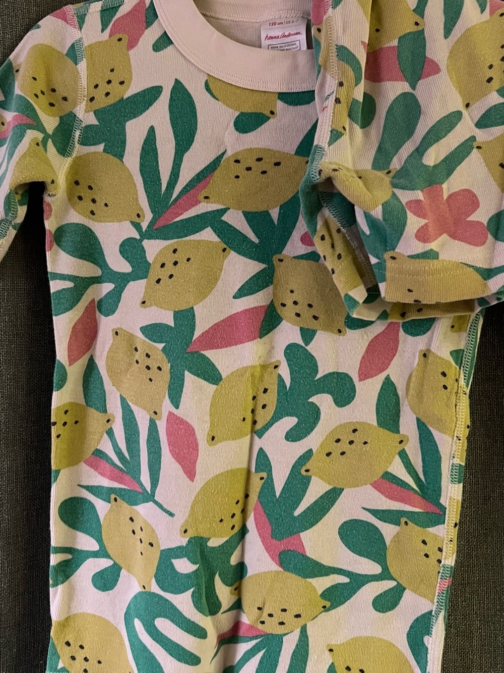 Hanna Andersson Lemon Print Pajama Set in Pink, Green & Yellow